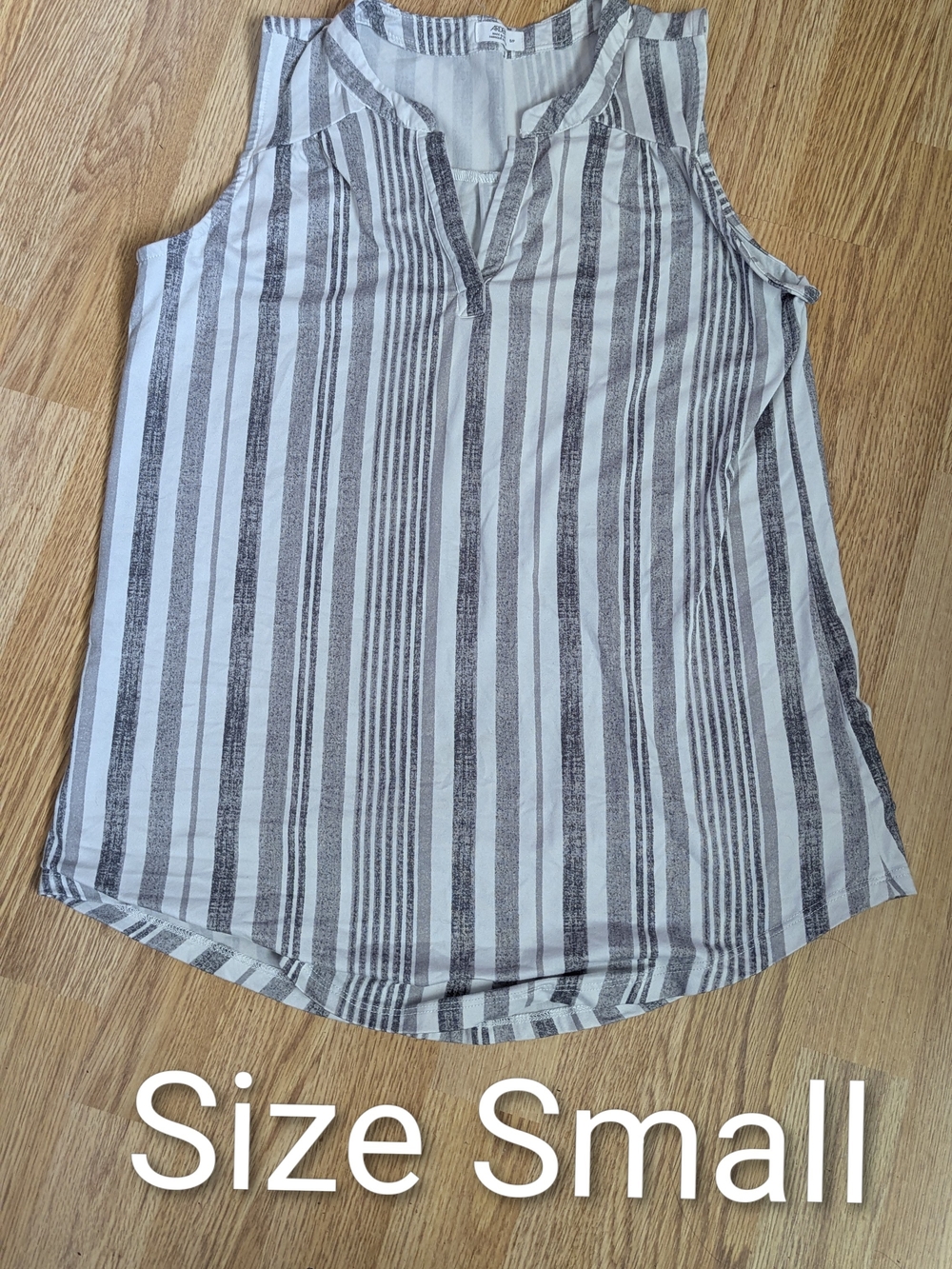 Striped Sleeveless V-Neck Women's Top - Gray/White